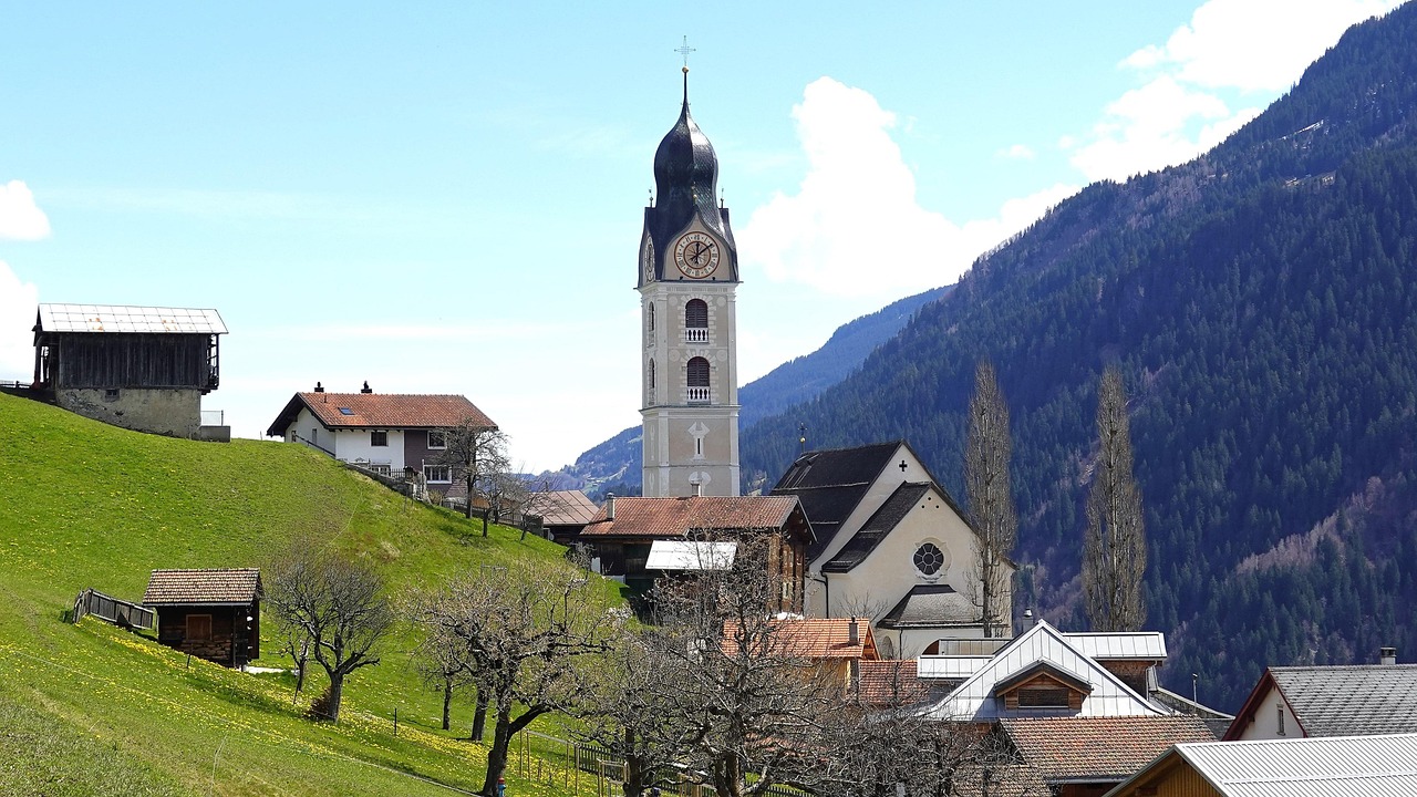 church tower, spring, church, nature, landscape