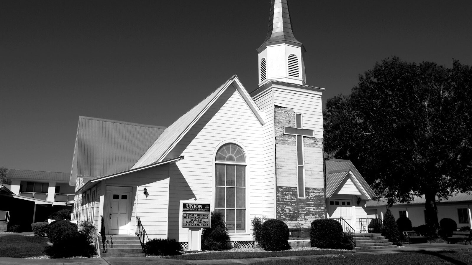 grayscale photography of parish
